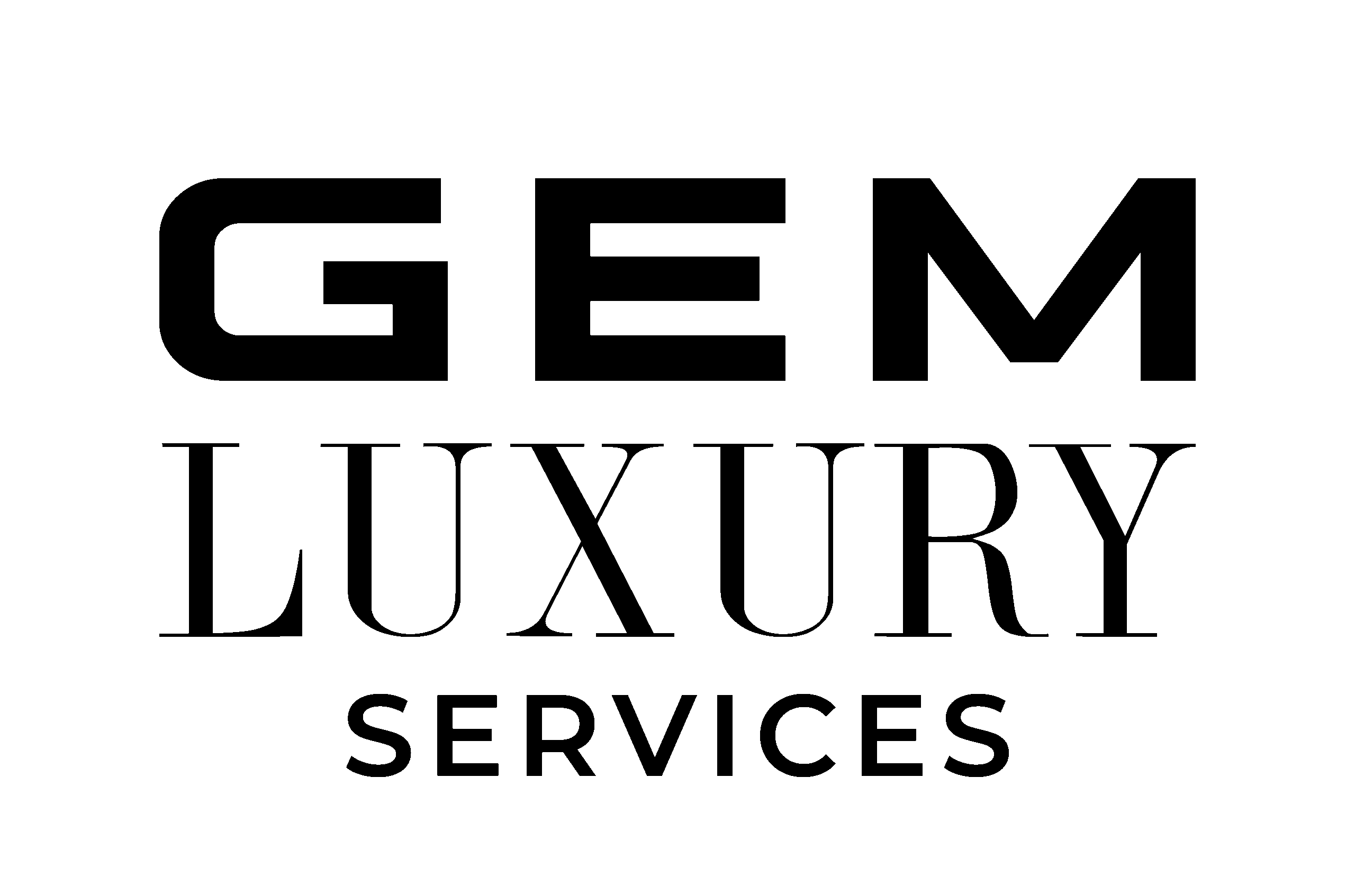 Gem Luxury Services logo in black modern font